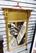 19th century gilt decorated pier glass, the breakfront top with decoration, rectangular plate,