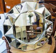 Three assorted mirrors including rectangular mirror with moulded silver-coloured frame (3)