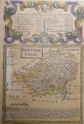 Two maps of Herefordshire, a strip map 'The Road from London to Holyhead' and a map published 1799