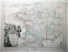 La France  Handcoloured map  