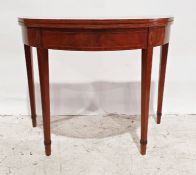 George III-style mahogany demi-lune shaped card table with boxwood and ebony stringing, whelkshell