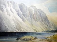 Edwin Grieg Hall (British, 20th century school) Watercolour  Lake scene, signed lower right, 37cm