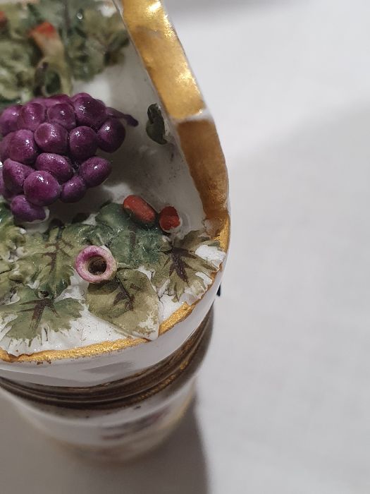 Two Meissen porcelain miniature trefoil pedestal bowls, relief floral spray and bug decorated, - Image 16 of 27