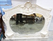 Victorian over-mantel mirror, the shaped glass in moulded and white painted frame, 126cm x 118cm