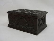 Early 20th century oak box with carved decoration Condition ReportHeight 13cm Length 25.5cm Width