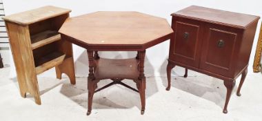 20th century mahogany two-door hifi cabinet on cabriole legs and a pine open bookcase (2)