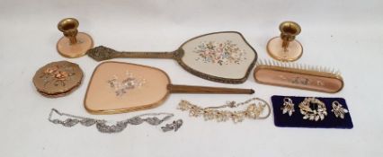 Dressing mirror, matched dressing set, one compact and quantity of costume jewellery (1 box)  PLEASE