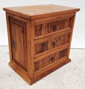 20th century chest of three drawers, on plinth base, 61cm x 60cm