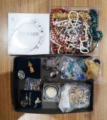 Quantity of costume jewellery to include beaded necklaces, bracelets, Lindner coin boxes and