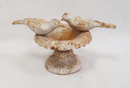 White painted cast metal doves on urn ornament, 21cm high