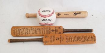 Miniature Crusader cricket bat from South Africa 1955 with facsimile signatures, another West Indies