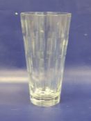 Large 20th century cut vase, circular and tapering with incised panel decoration, 30.5cm