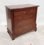 19th century mahogany and banded bachelor's chest, the rectangular top with applied moulded edge