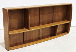 Ercol light elm wall-hanging plate rack, 49cm x 105cm