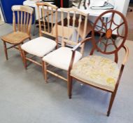 Five assorted chairs to include shell inlaid example (5)