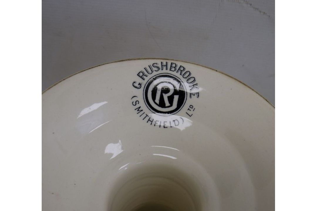 Two G Rushbrooke pottery ham stands, a stoneware mortar with glass pestle, a William Douglas & - Image 3 of 9