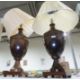 Pair of modern wooden urn-shaped table lamps (2) - Image 2 of 2