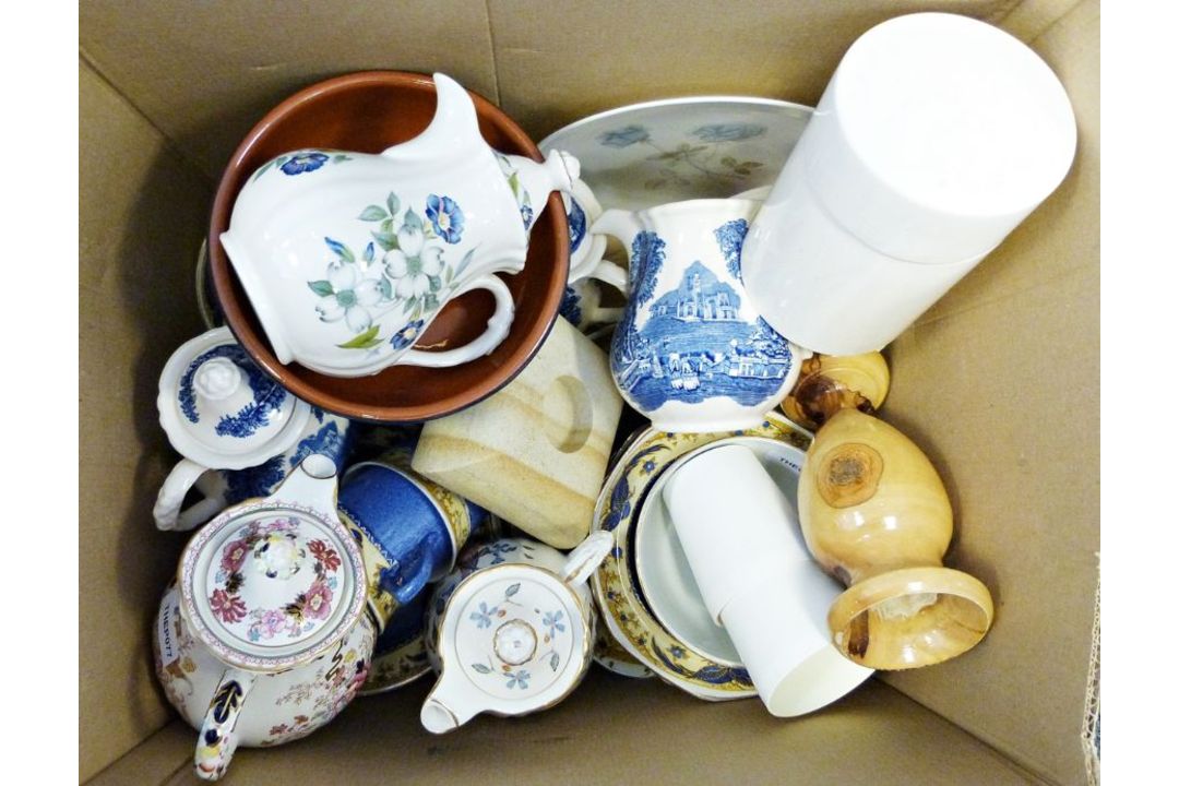 Various Mason's Ironstone teapots together with further china and glassware (3 boxes) - Image 2 of 3