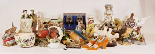 Large quantity of ceramic bird models, a Kodak Brownie Twin 20 camera together with various china