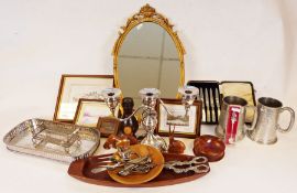 Wedgwood part-dinner service together with various metalwares and prints (3 boxes)