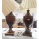Pair of modern wooden urn-shaped table lamps (2) - Image 1 of 2