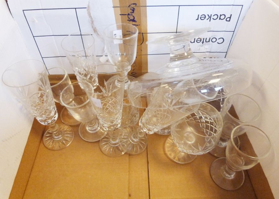 Dartington glass tazza, pair of marble balls together with various china and glassware (1 box) - Image 2 of 2