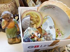 Two Beswick models of birds, a pair of hand-painted pottery wall plaques together with various china