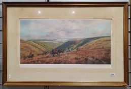 After Donald Ayres Limited edition print Hunting scene, signed and numbered 364/500 in pencil within