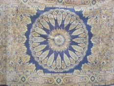 Victorian/Edwardian chenille tablecloth/cover with central design on purple background, 190cm x