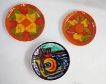 Two Poole pottery Delphis dishes shape no. 3A, 20cm in diameter and another Poole pottery Delphis