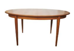 Set of six Mid 20th century Bramin Danish teak and black leather dining chairs (4+2) and a Danish