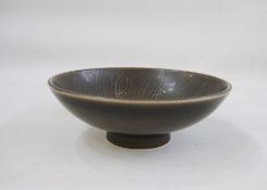 Royal Copenhagen pottery bowl by Nils Thorsson, bowl glaze decorated with fish, 18cm in diameter