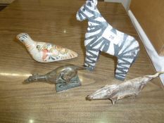 ( Plate withdrawn Scottish Edinburgh studio pottery circular wall plate,)  Small bronze (?) model of