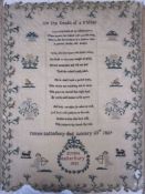 Sampler with embroidered poem 