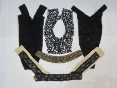 Victorian black lace fichou , a Victorian black satin and beaded fichou, a black lace beaded dress