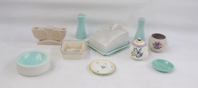 A quantity of assorted Poole pottery, to include butter dish, ashtray, dish, salt and pepperpot