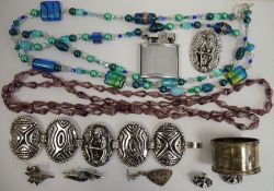 Silver napkin ring and a quantity of costume jewellery including a Norwegian 830 standard silver