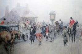 Hunting interest Limited edition colour print Meet outside a country pub, No.96/500  Oleograph Still