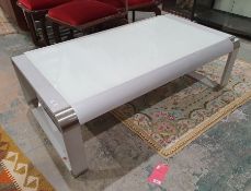 Modern coffee table in brushed steel and glass finish