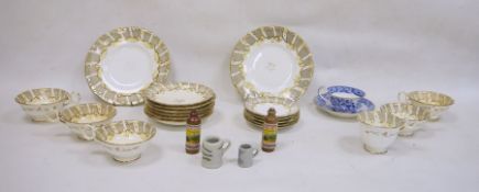 Spode blue and white transfer-printed teacup and saucer, a Victorian part tea service, two miniature