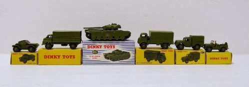Quantity of Dinky toys diecast models to include '651 Centurion tank', 623 Army covered wagon', '641