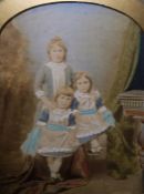 Victorian over-painted photograph of three young girls, a reproduction map of Exeter and a Victorian