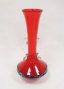 A Murano Flavio Poli red and blue cased glass vase with twin handles 10