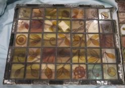 Circa 1880's Aesthetic Movement leaded glass quarries with foliate handpainted decoration (2)