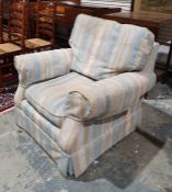 Laura Ashley armchair in duck egg blue and beige striped upholstery