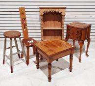 Phelps Ltd walnut square coffee table, a painted stool, a pine wall unit, a low painted chair and
