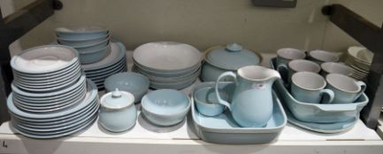 Denby stoneware eggshell blue and white glazed dinner and tea service