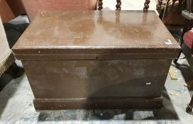 Brown painted trunk on plinth base, 83cm x 47cm