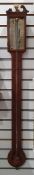 Mahogany stick barometer case, the dial marked 'J Lizars, 28 English St Carlisle' (no mercury and