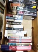 Four various boxes to include American baseball and football, books relating to John and Robert